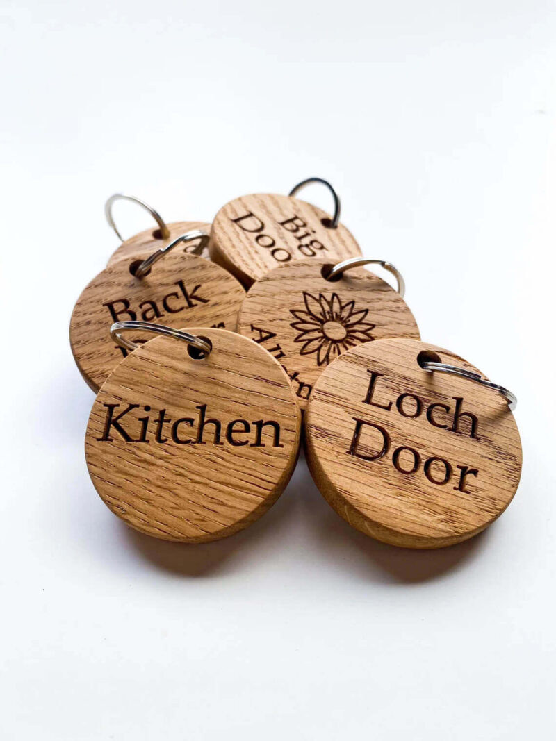 Our Little Red Barn | Oak Personalised Keyring