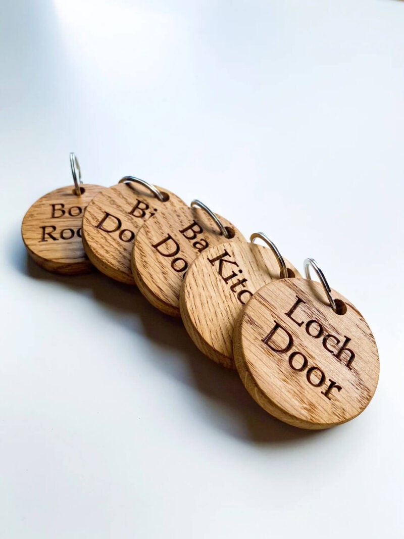 Our Little Red Barn | Oak Personalised Keyring