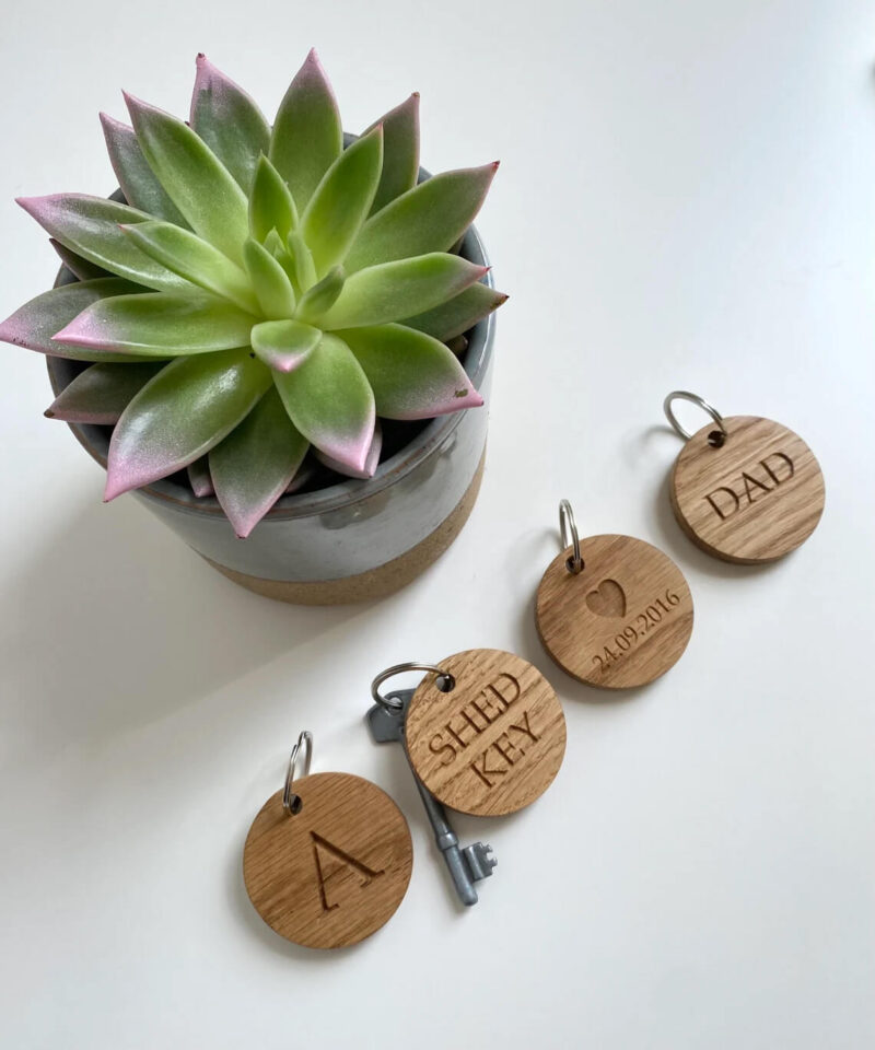 Our Little Red Barn | Oak Personalised Keyring