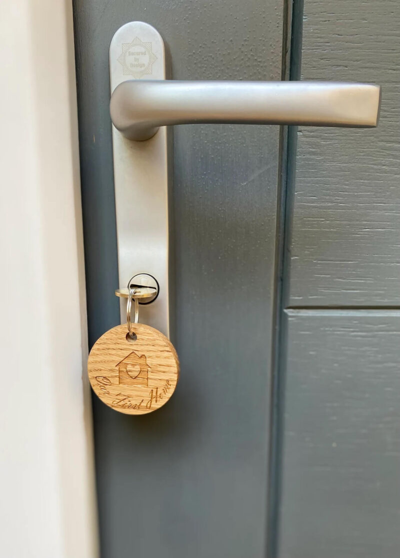 Our Little Red Barn | Oak Personalised Keyring