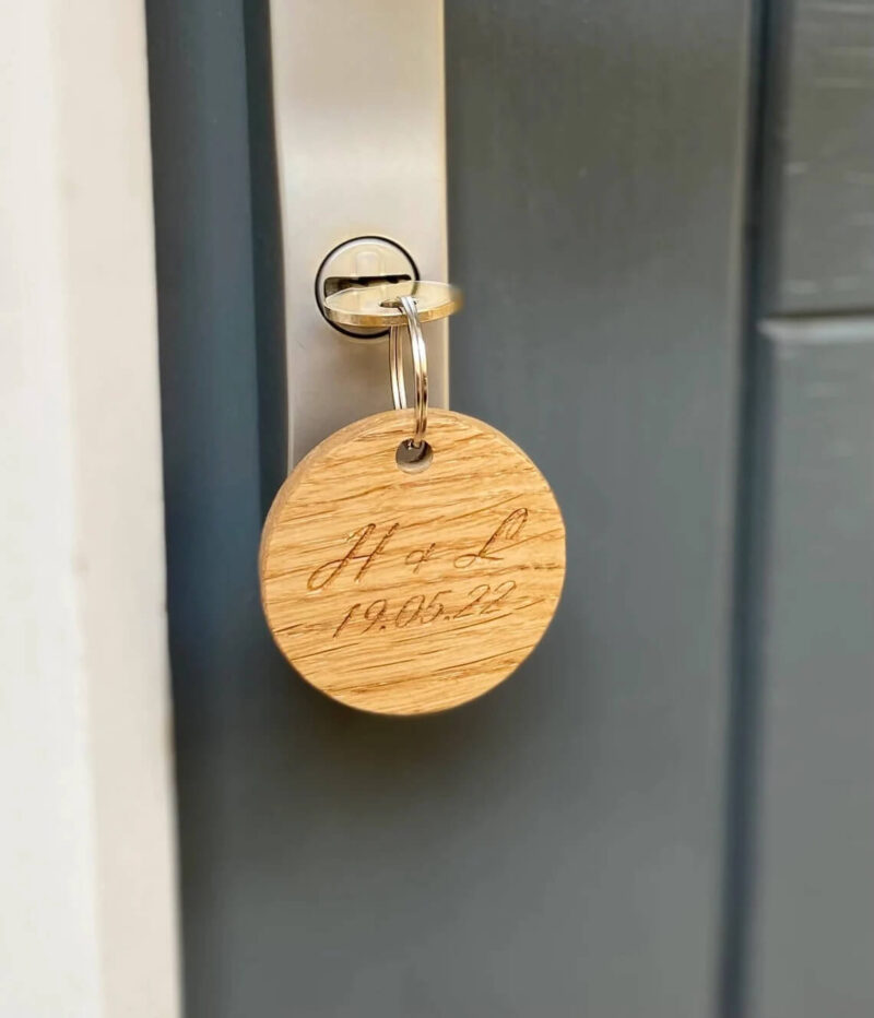 Our Little Red Barn | Oak Personalised Keyring