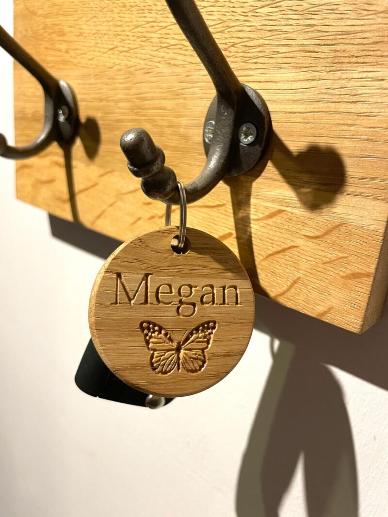 Our Little Red Barn | Oak Personalised Keyring