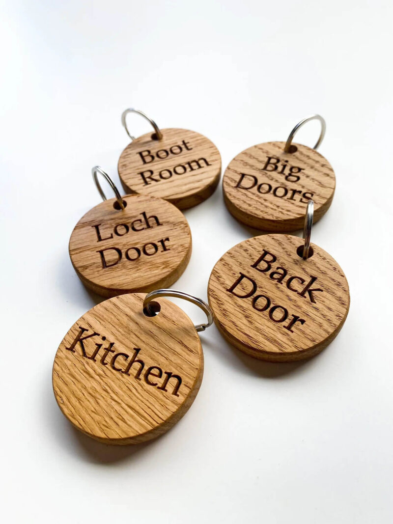 Our Little Red Barn | Oak Personalised Keyring