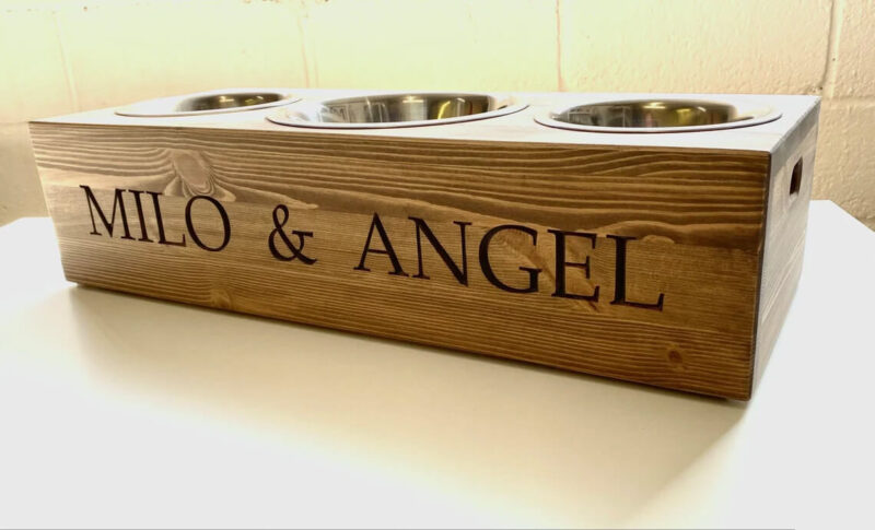 Our Little Red Barn | Double Raised Personalised Dog Bowl Feeder