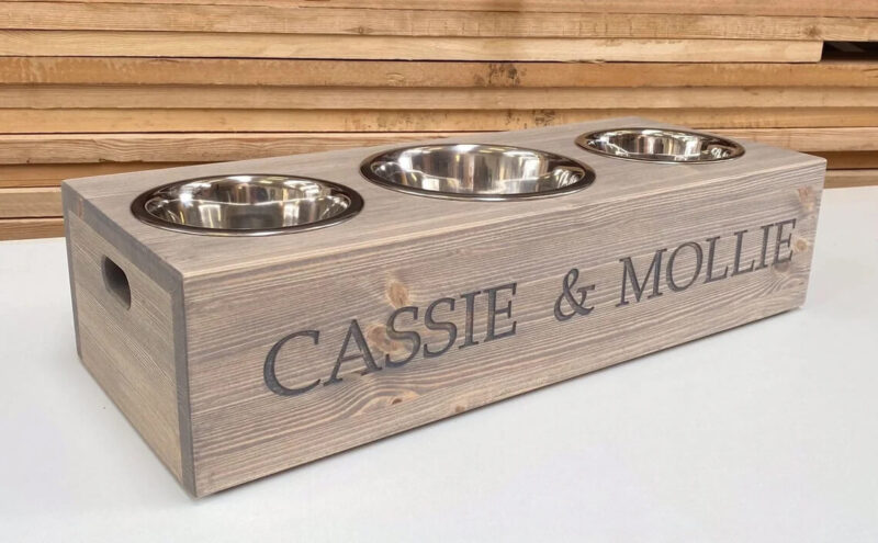 Our Little Red Barn | Double Raised Personalised Dog Bowl Feeder