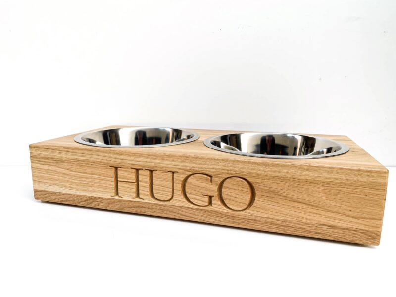 Solid Oak Personalised Dog Bowl Feeder - Image 3