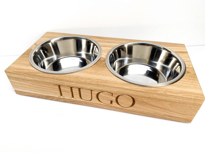 Solid Oak Personalised Dog Bowl Feeder - Image 5