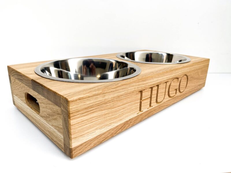 Solid Oak Personalised Dog Bowl Feeder - Image 6