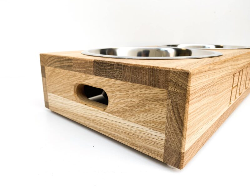 Solid Oak Personalised Dog Bowl Feeder - Image 7