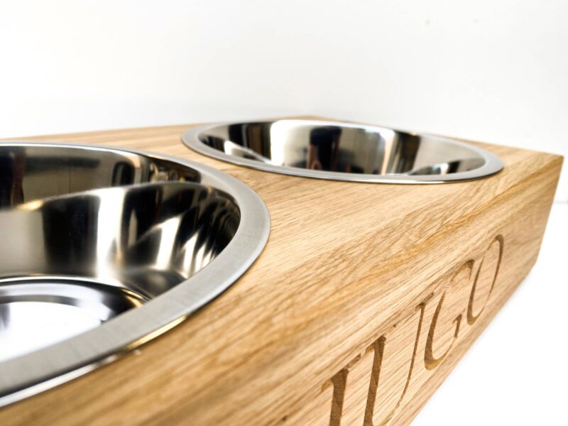 Solid Oak Personalised Dog Bowl Feeder - Image 8