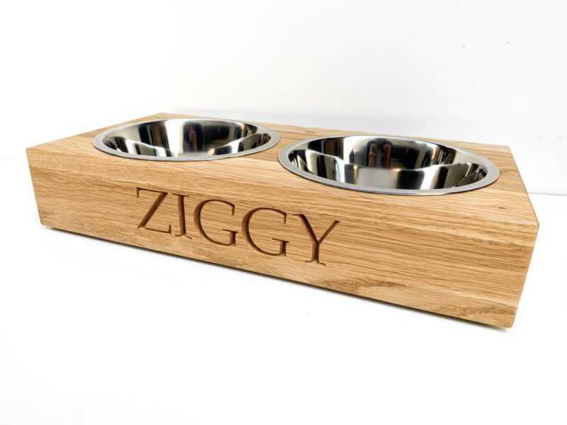 Solid Oak Personalised Dog Bowl Feeder - Image 9