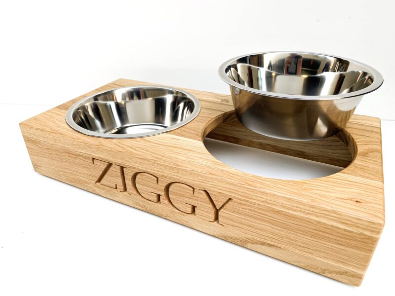 Solid Oak Personalised Dog Bowl Feeder - Image 12