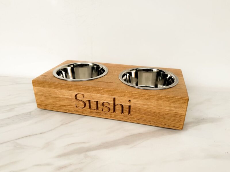 Solid Oak Personalised Dog Bowl Feeder - Image 14