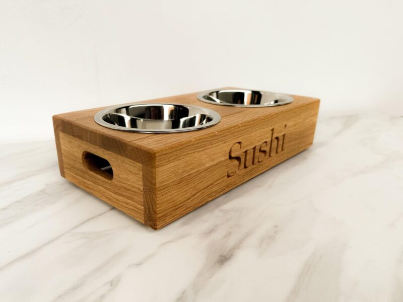 Solid Oak Personalised Dog Bowl Feeder - Image 15