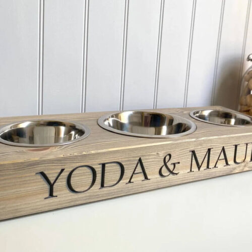 Our Little Red Barn | Personalised Double Dog Bowl Feeder