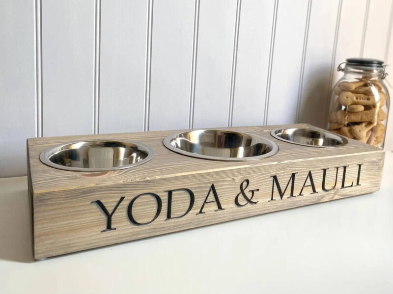 Our Little Red Barn | Personalised Double Dog Bowl Feeder