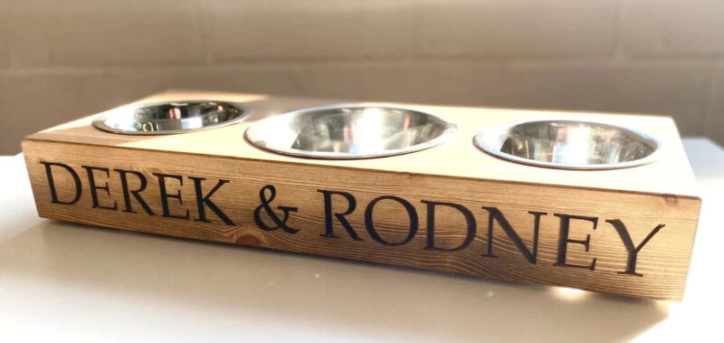 Our Little Red Barn | Personalised Double Dog Bowl Feeder