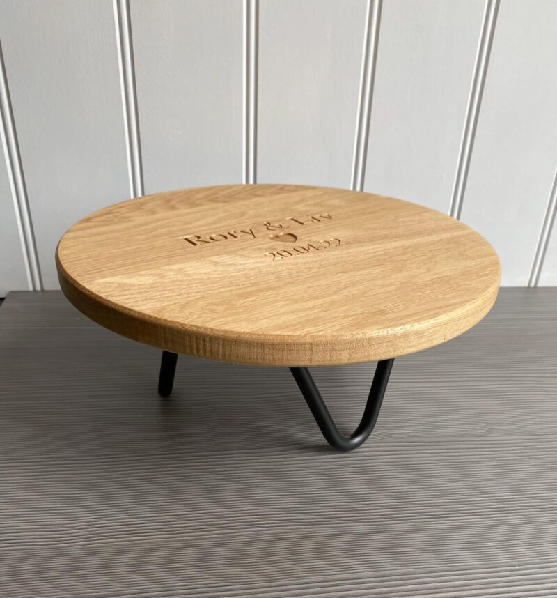 Our Little Red Barn | Personalised Oak Cake Stand