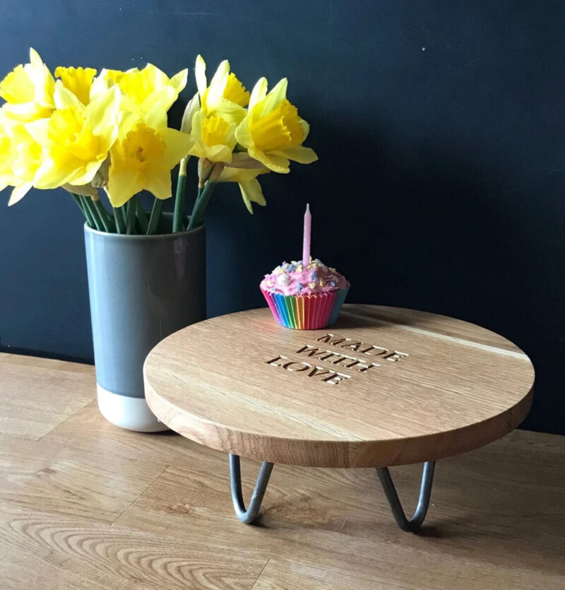 Our Little Red Barn | Personalised Oak Cake Stand