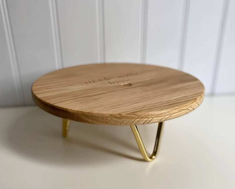 Our Little Red Barn | Personalised Oak Cake Stand