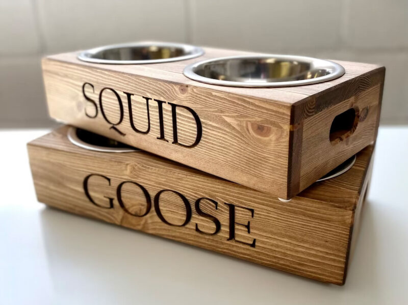 Our Little Red Barn | Personalised Pine Dog Bowl Standard Feeder