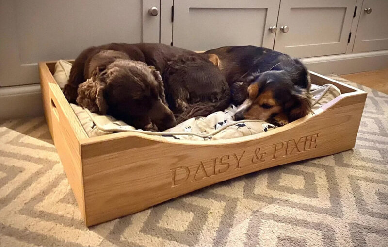 Our Little Red Barn | Solid Oak Luxury Personalised Dog Bed