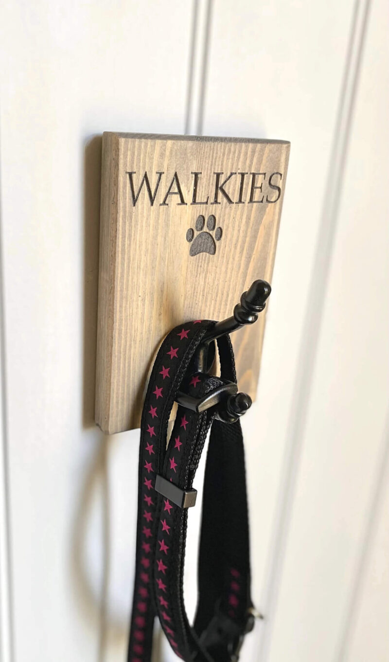 Engraved Pine 'WALKIES' Dog Lead Hook - Image 4