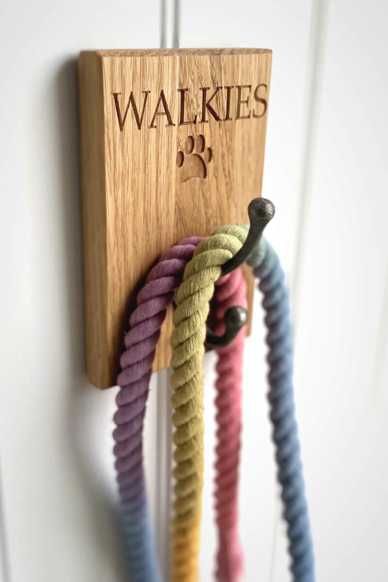 Engraved Solid Oak Dog Lead Hook - Image 3