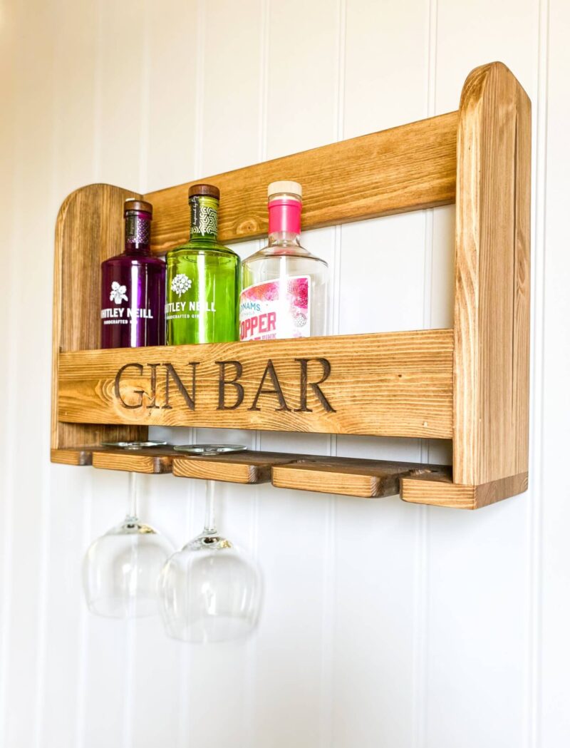 Personalised Pine Gin Bar