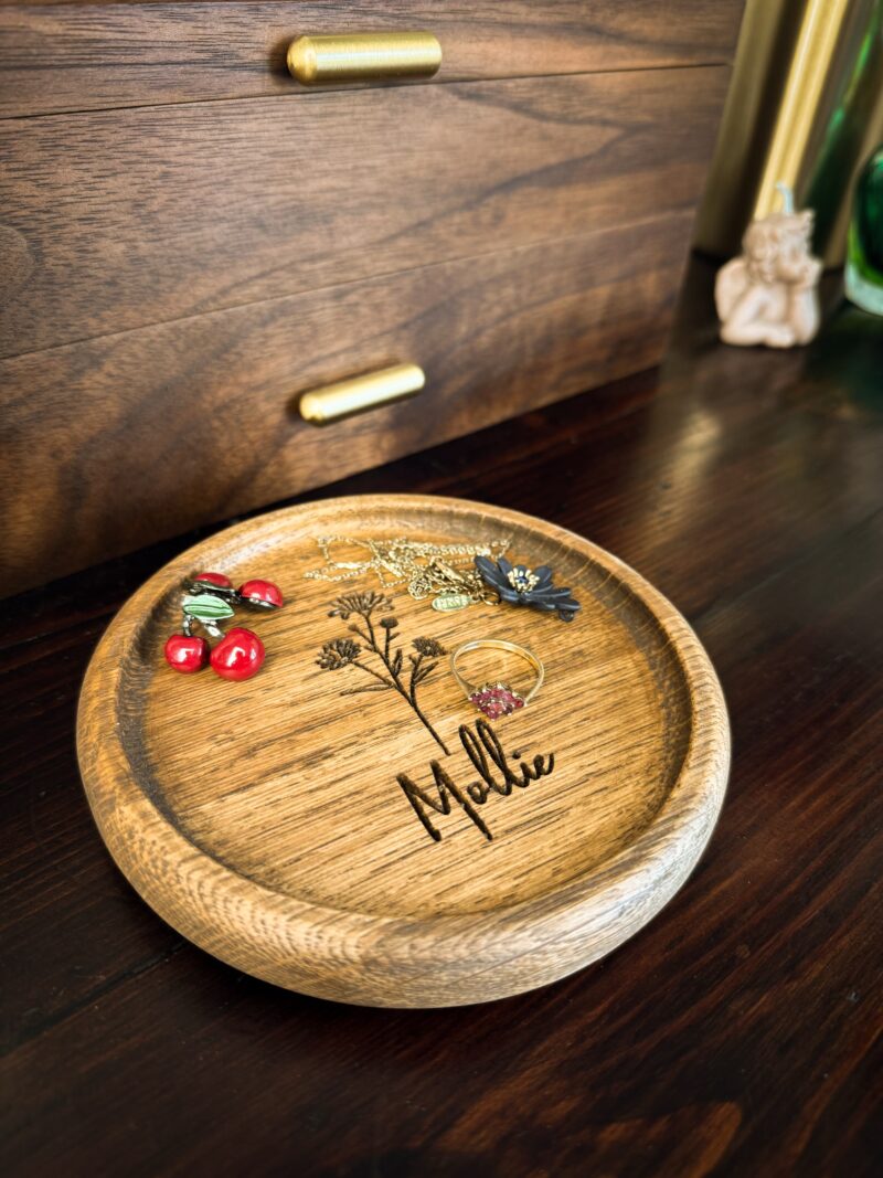 Personalised Solid Oak Trinket Dish - Image 2