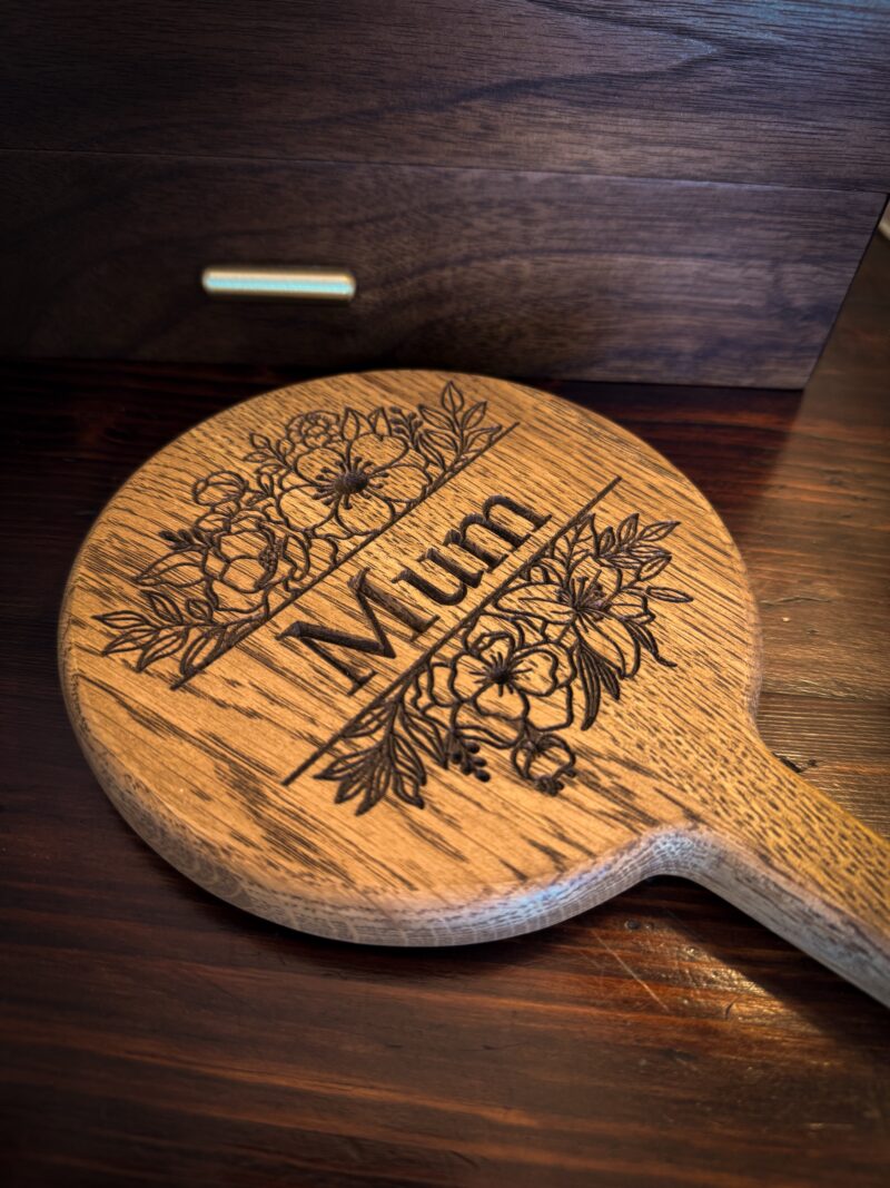 Solid Oak Personalised Hand Held Mirror - Image 3