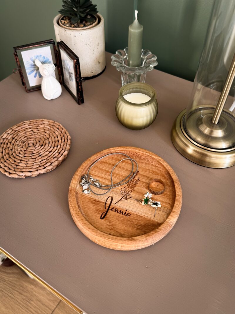 Personalised Solid Oak Trinket Dish - Image 7