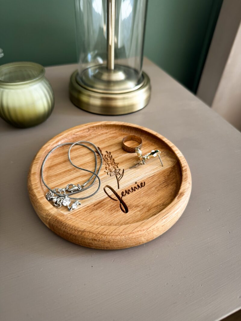 Personalised Solid Oak Trinket Dish - Image 3