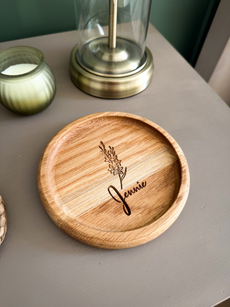 Personalised Solid Oak Trinket Dish - Image 5