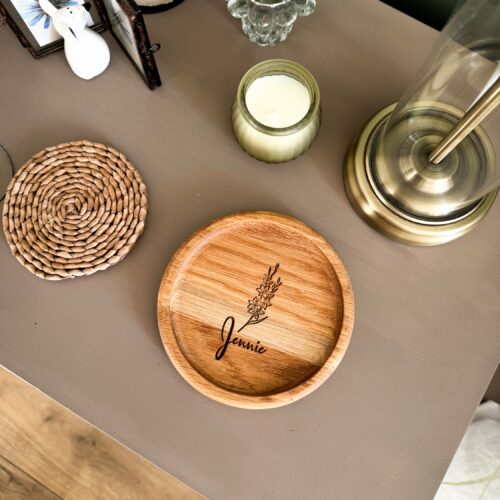 Personalised Solid Oak Trinket Dish