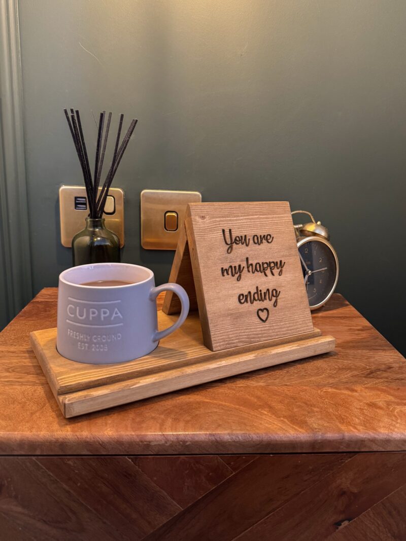 Pine Bedside Table Book Stand & Tea Holder - Image 5
