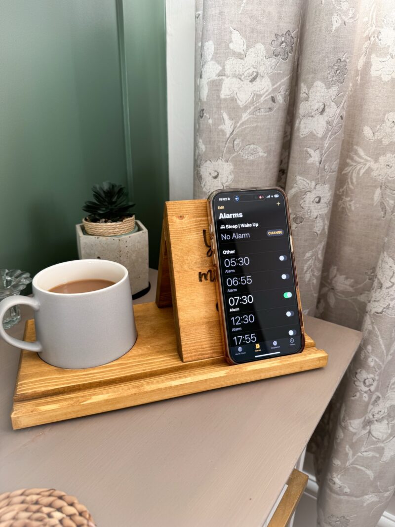 Pine Bedside Table Book Stand & Tea Holder - Image 7