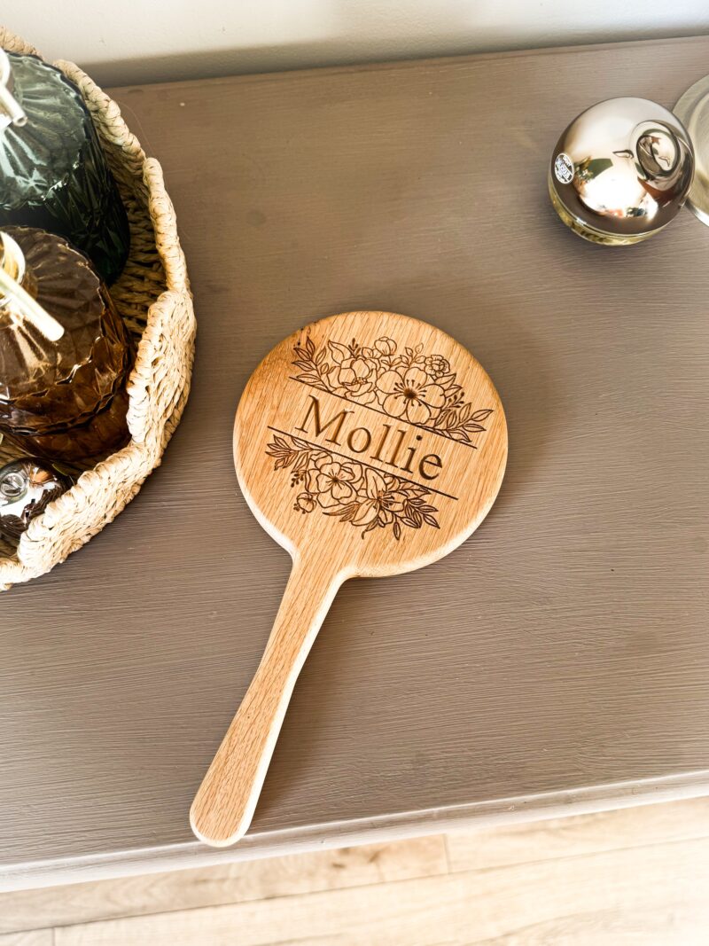 Solid Oak Personalised Hand Held Mirror - Image 6