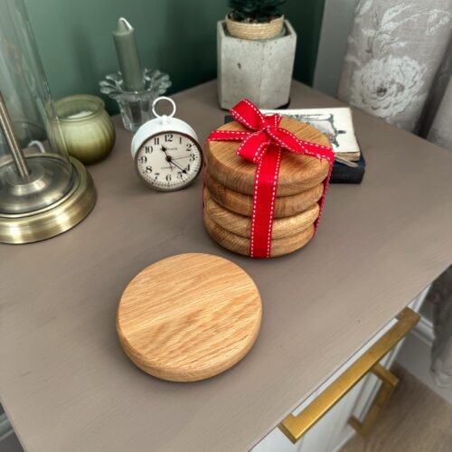 Pack of Four Chunky Solid Oak Coasters