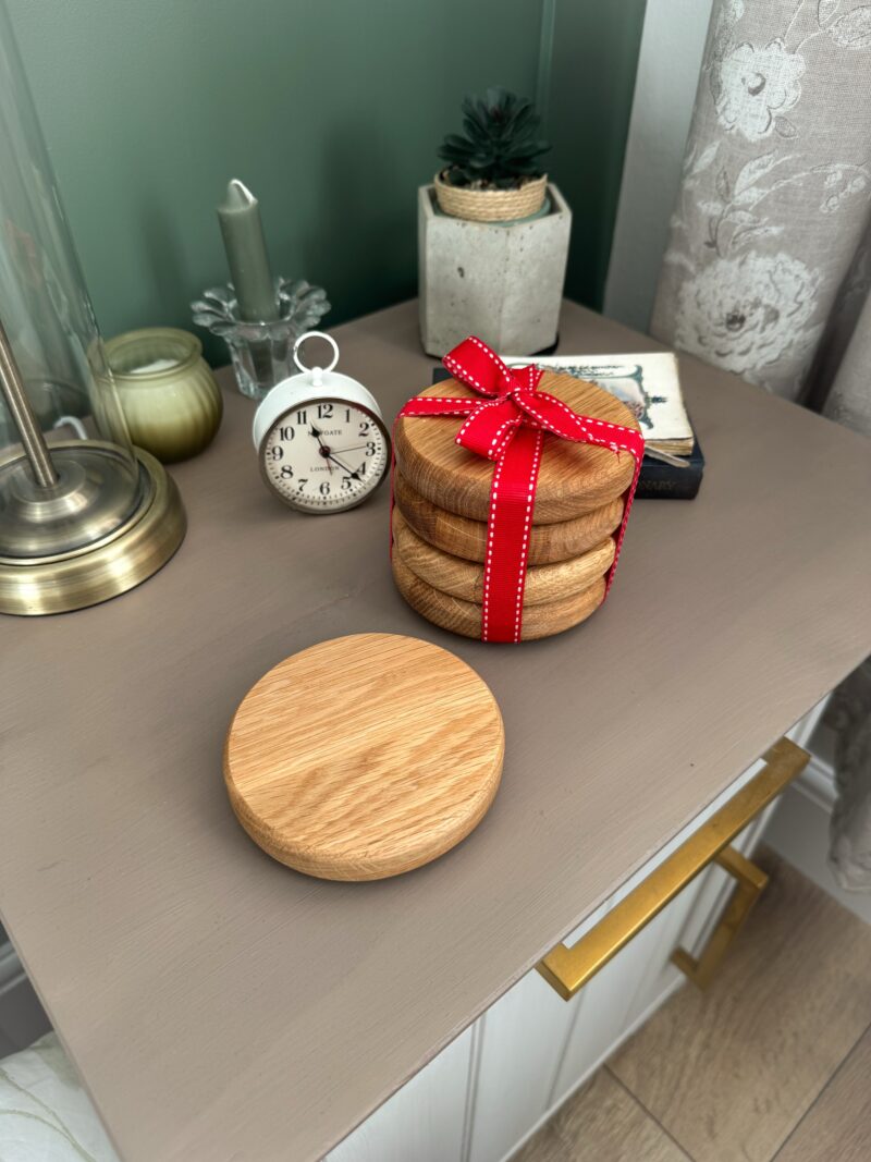 Pack of Four Chunky Solid Oak Coasters