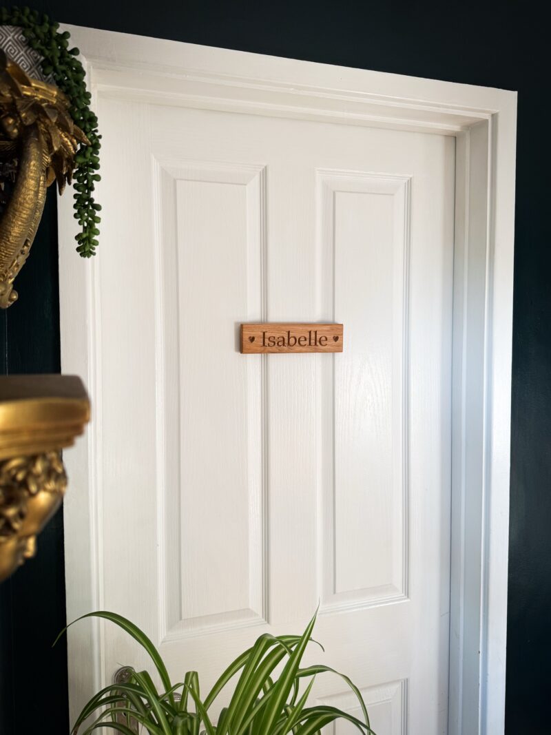 Solid Oak Bedroom Door Plaque