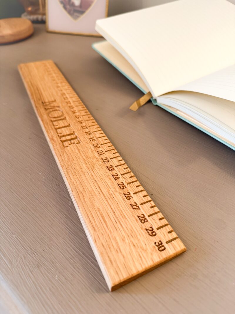 Solid Oak Personalised 30cm Ruler - Image 3